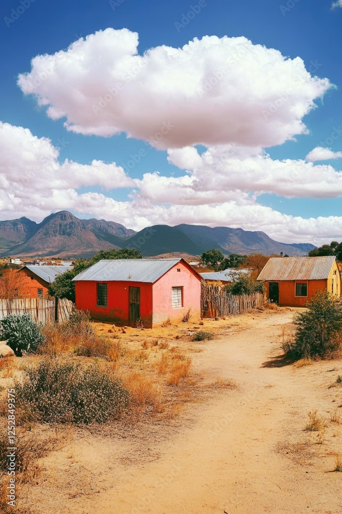 Vibrant desert homes amid a dusty path in the Southwest, USA. Vibrant desert homes amid a dusty path in the Southwest, USA.