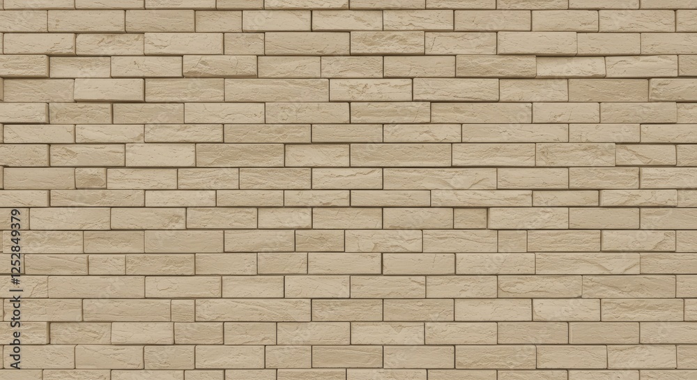Naklejka premium Textured Brick Wall: A close-up shot of a textured beige brick wall, showcasing its intricate pattern and rough, tactile surface.