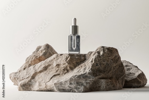 Natural Serum Dropper on Rocks; Minimalist, Nature-Inspired Display photo