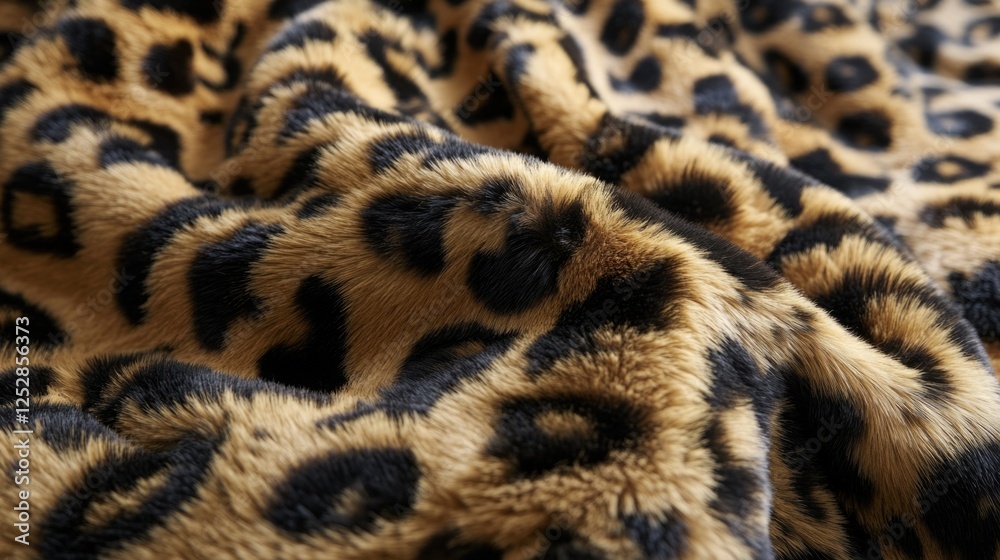 This is a photograph featuring the detailed texture of a piece of leopard print fabric. It showcases the unique spotted pattern and fuzzy, soft material that is often used for clothing or accessories. This is a photograph featuring the detailed texture of a piece of leopard print fabric. It showcases the unique spotted pattern and fuzzy, soft material that is often used for clothing or accessories.