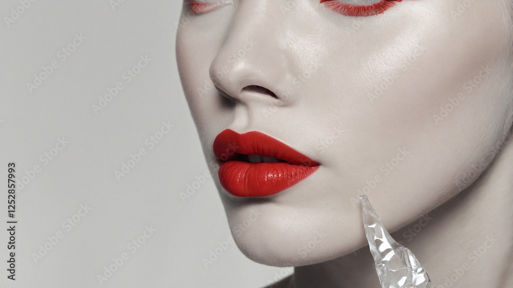 woman with red lips