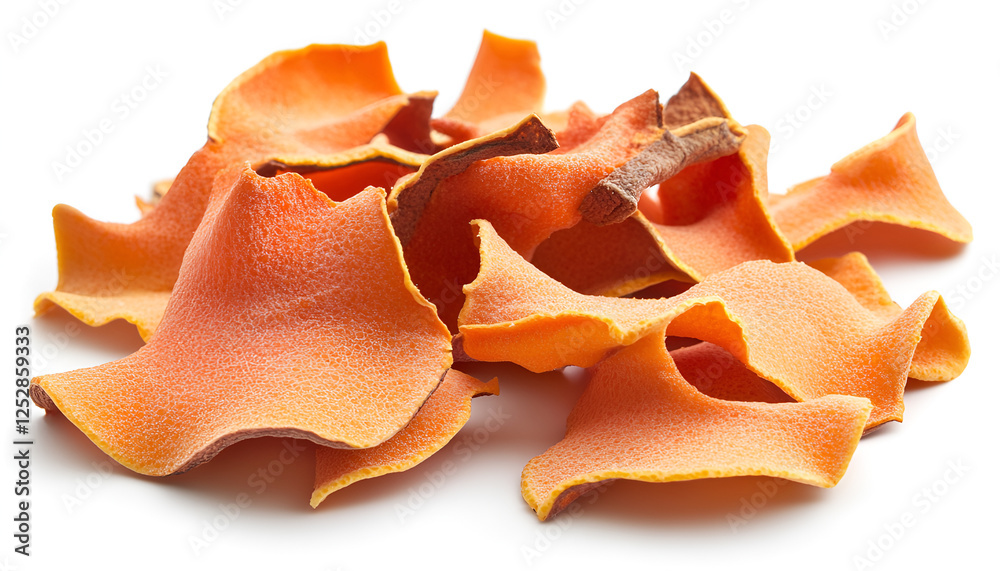 Fresh orange fruit peels on white background Fresh orange fruit peels on white background