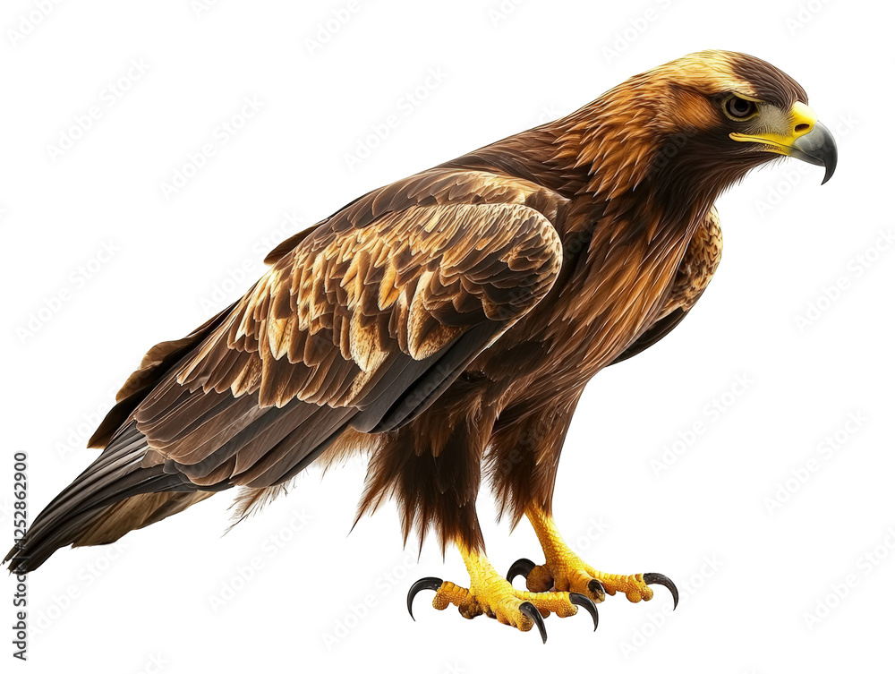 Isolated Majestic Golden Eagle with Piercing Gaze Isolated Majestic Golden Eagle with Piercing Gaze