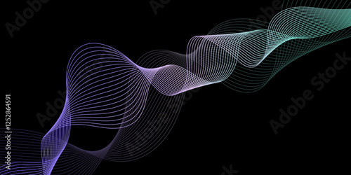 Abstract black background with colorful line. Modern template abstract design flowing particles digital frequency track equalizer. abstract wave line for banner, wallpaper background with wave design