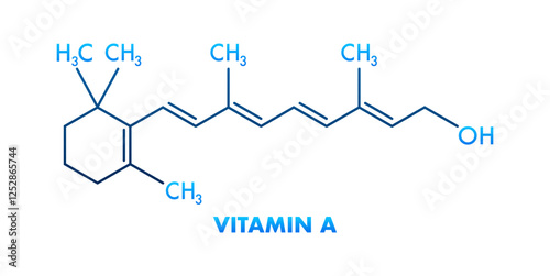 Vitamin A retinol molecule structure showing chemical formula
