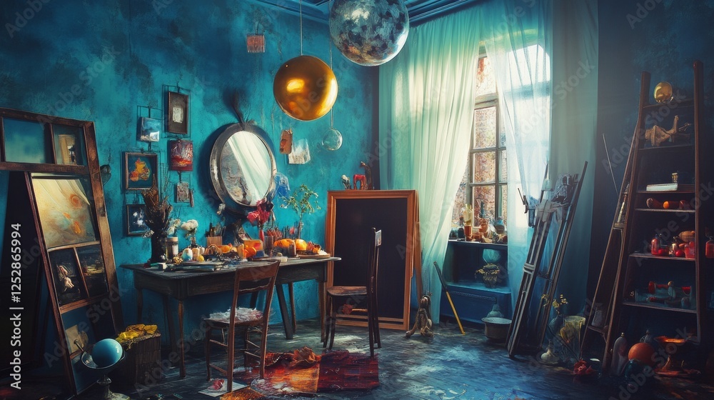 Eclectic creative studio with artistic decor Eclectic creative studio with artistic decor