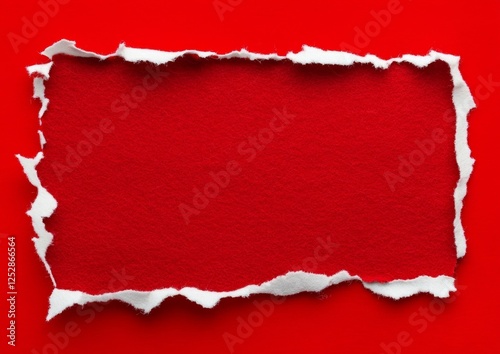 Ripped paper frame on red background