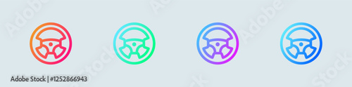 Steering wheel line icon in gradient colors. Control signs vector illustration.