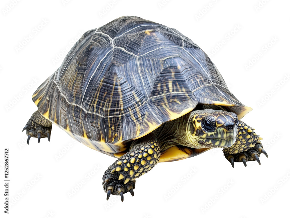Fototapeta premium Isolated Radiated Tortoise Walking Right Profile