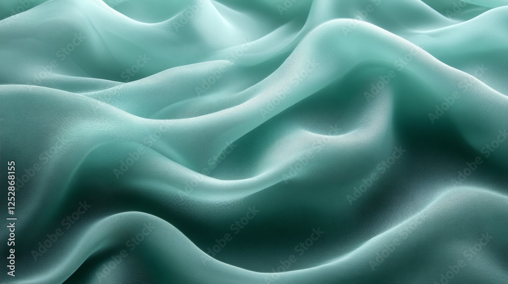 Fototapeta premium soft flowing turquoise fabric texture, abstract wave pattern. elegance and luxury design concept
