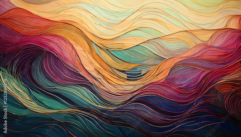 Obraz premium Smooth gradient waves lineart minimalist background