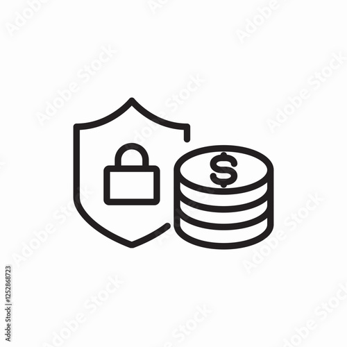 money coins security shield icon vector sign