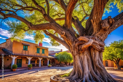 Ancient Tree in Albuquerque's Old Town Plaza - Candid Shot