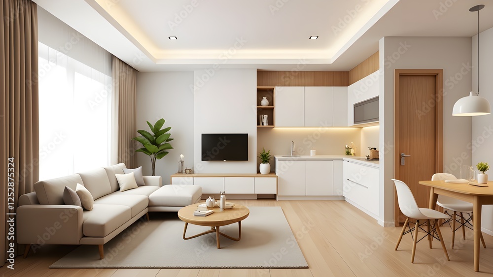 Fototapeta premium Warm and cozy bedroom space