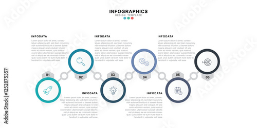 Vector Infographic label design template with icons and 6 options or steps. for your business data. Vector Illustration.