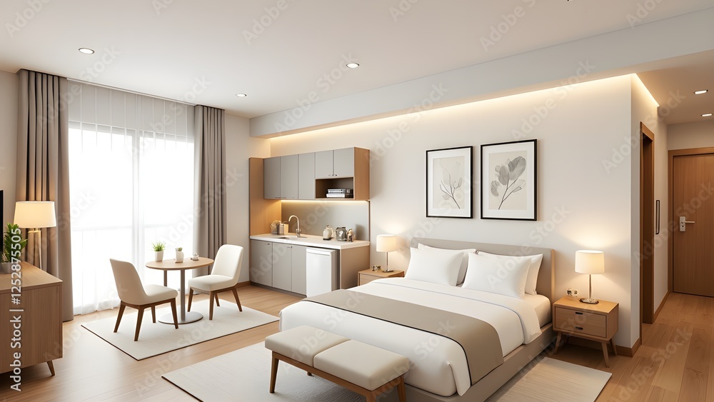 Fototapeta premium Warm and cozy bedroom space