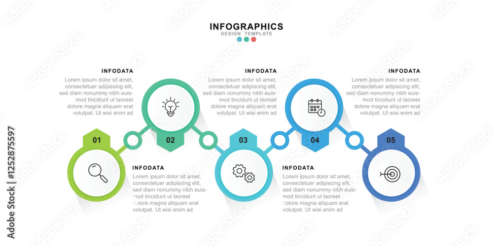 Vector Infographic label design template with icons and 5 options or steps. for your business data. Vector Illustration. Vector Infographic label design template with icons and 5 options or steps. for your business data. Vector Illustration.