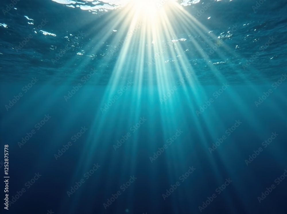 Fototapeta premium Sunbeams Through Ocean, Underwater Seamless Loop