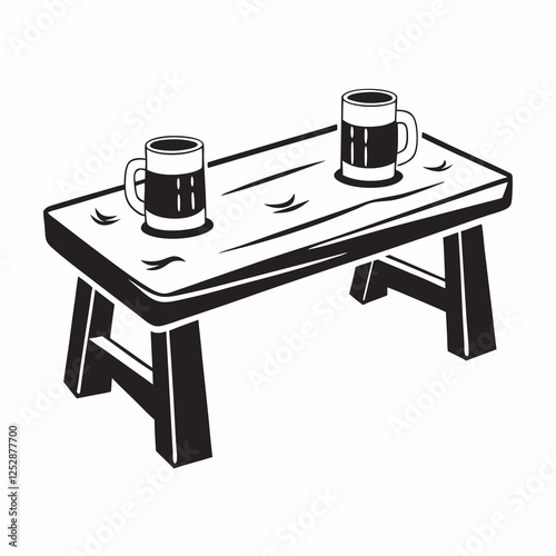 Table with two beer mugs
