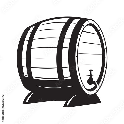 Wooden barrel with tap on stand