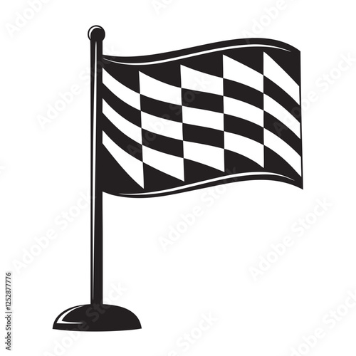 Checkered racing flag waving