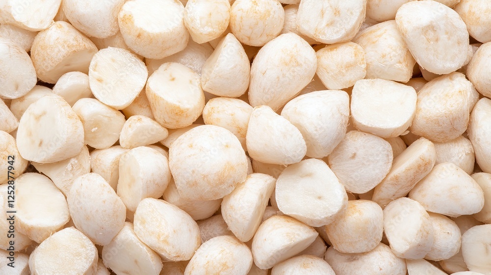 Pile of Cassava (Manioc) with Close-Up Detail. High-Resolution Background Image Wallpaper. Pile of Cassava (Manioc) with Close-Up Detail. High-Resolution Background Image Wallpaper.