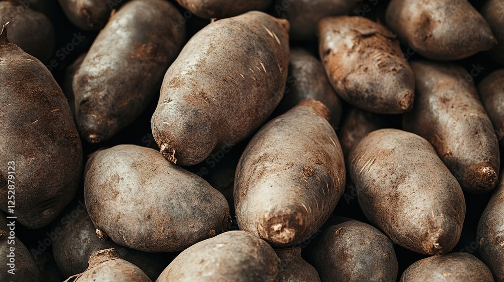 Pile of Cassava (Manioc) with Close-Up Detail. High-Resolution Background Image Wallpaper. Pile of Cassava (Manioc) with Close-Up Detail. High-Resolution Background Image Wallpaper.