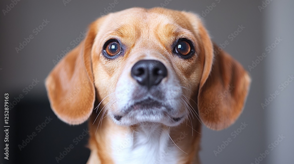 Beagle dog portrait, indoor setting, blurred background, pet photography Beagle dog portrait, indoor setting, blurred background, pet photography
