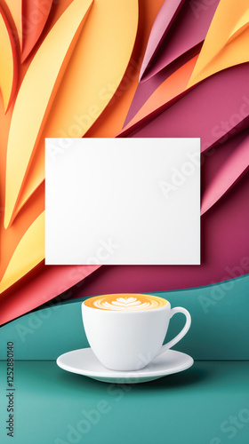 Coffee cup, shop advert, socialising, artwork design social media story template vertical post copy space