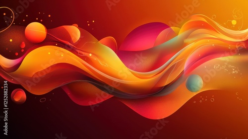 Wallpaper Mural Abstract Colorful Waves with Spheres and Dynamic Flowing Patterns Torontodigital.ca