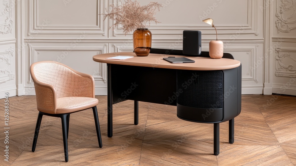 A modern office with sleek minimalist design, A modern office with sleek minimalist design,
