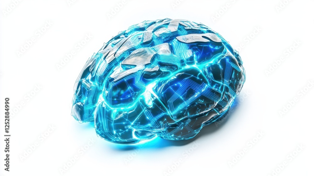 Futuristic Digital Brain with Neon Lights and Circuit Patterns Futuristic Digital Brain with Neon Lights and Circuit Patterns