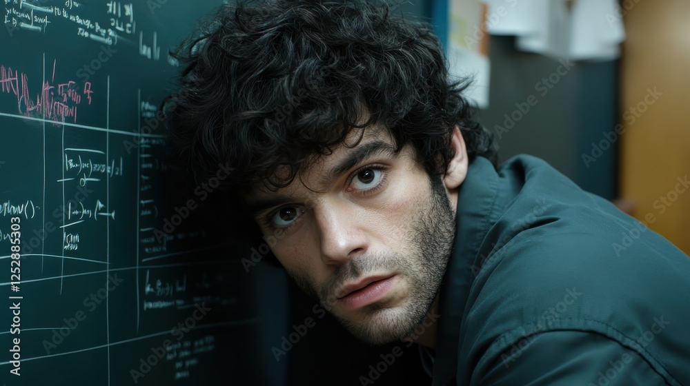 A mathematical genius solving equations on Pi Day, A mathematical genius solving equations on Pi Day,