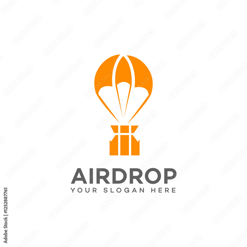 AirDrop Logo Design Orange Parachute, Package Delivery Service AirDrop Logo Design Orange Parachute, Package Delivery Service