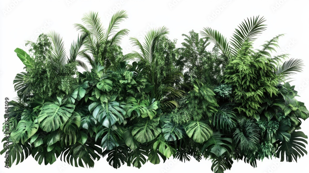 Lush Tropical Greenery and Foliage Display with Diverse Plants Lush Tropical Greenery and Foliage Display with Diverse Plants