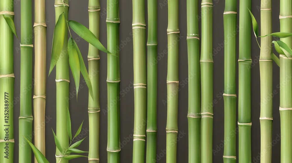 Fototapeta premium Green Bamboo Forest Background with Textured Vertical Stems