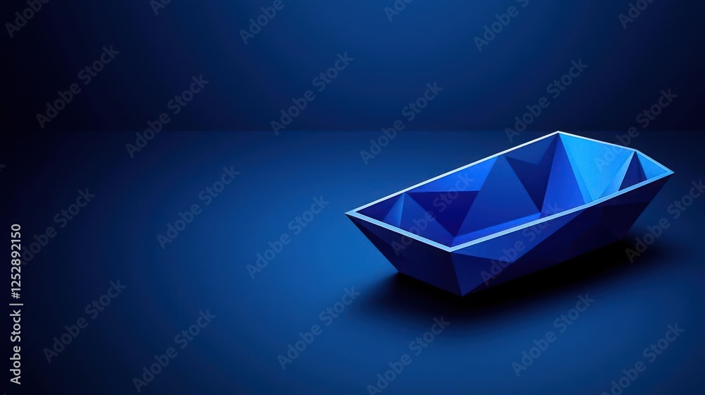 Geometric Blue Polygonal Container On Dark Background Geometric Blue Polygonal Container On Dark Background