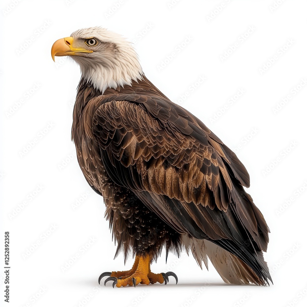 Obraz premium Majestic Bald Eagle Standing Proud with Detailed Feathers and Colors