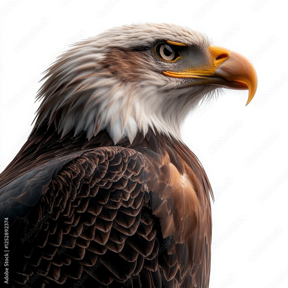 Fototapeta premium Majestic Bald Eagle with Intense Eyes and Detailed Feather Texture