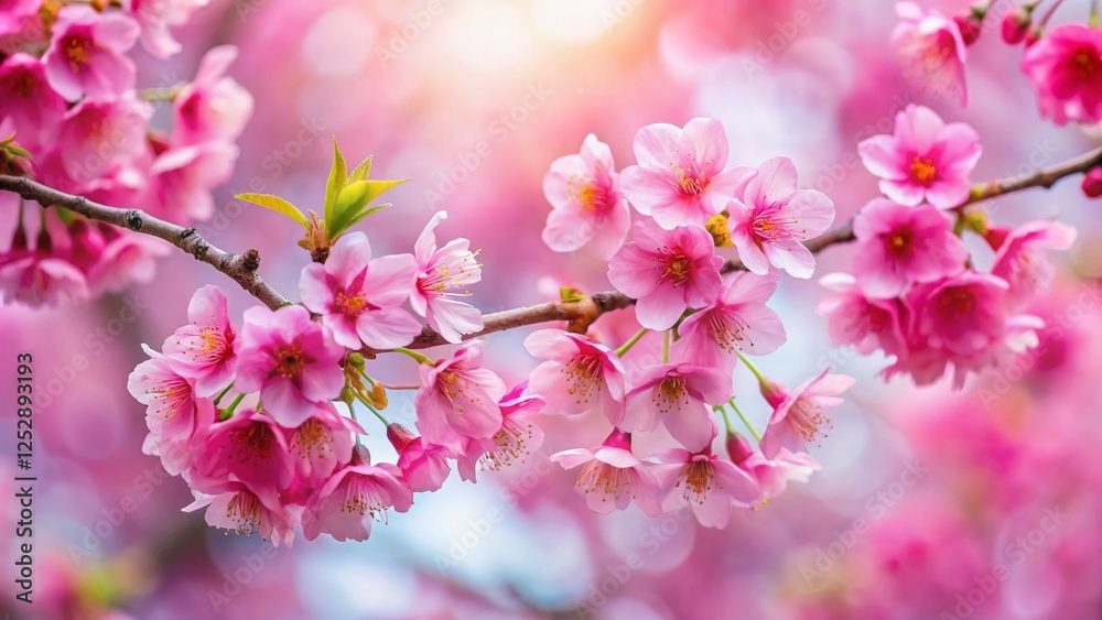Blooming Pink Sakura Tree Branch, Isolated Spring Flowers, High-Resolution Stock Photo Blooming Pink Sakura Tree Branch, Isolated Spring Flowers, High-Resolution Stock Photo