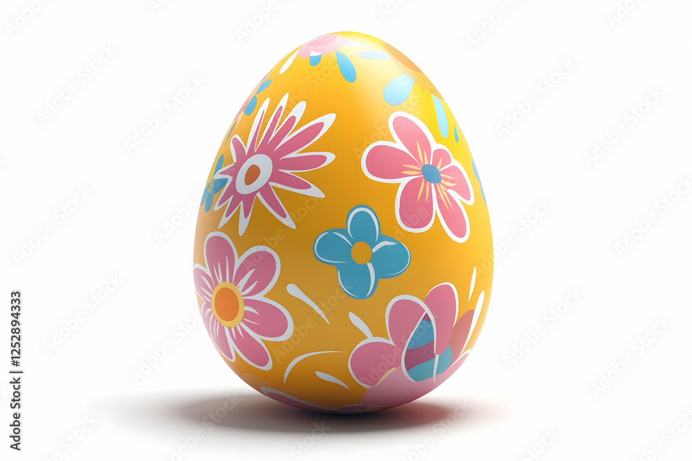 High-Quality 3D Easter Egg Render on a White Background High-Quality 3D Easter Egg Render on a White Background