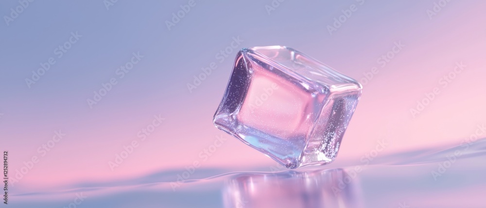 3d rendering of an ice cube. the cube is in the center of the image and is slightly tilted to the right. 3d rendering of an ice cube. the cube is in the center of the image and is slightly tilted to the right.