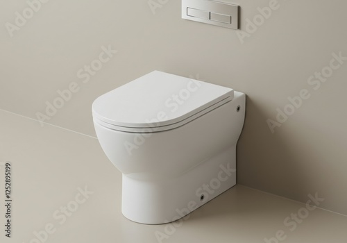 Modern minimalist wall-mounted toilet with dual flush system in contemporary bathroom
