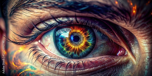 Male eye, long exposure art; nature's depth, masculine beauty.