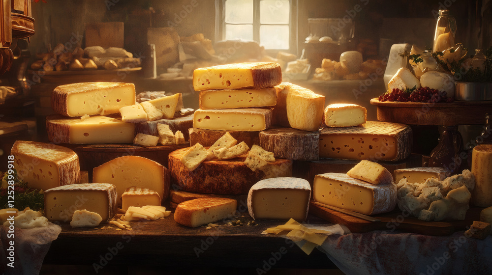 Fototapeta premium Artisanal pastries with cream filling and assorted cheese 