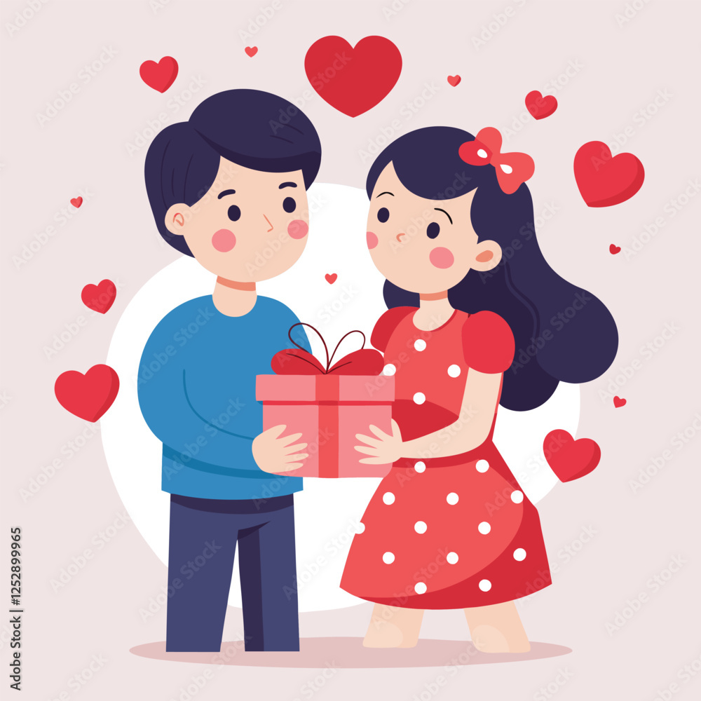 Love tenderness and romantic feelings concept. Young loving smiling couple boy and girl standing hugging and embracing each other feeling in love vector illustration valentine day Love tenderness and romantic feelings concept. Young loving smiling couple boy and girl standing hugging and embracing each other feeling in love vector illustration valentine day