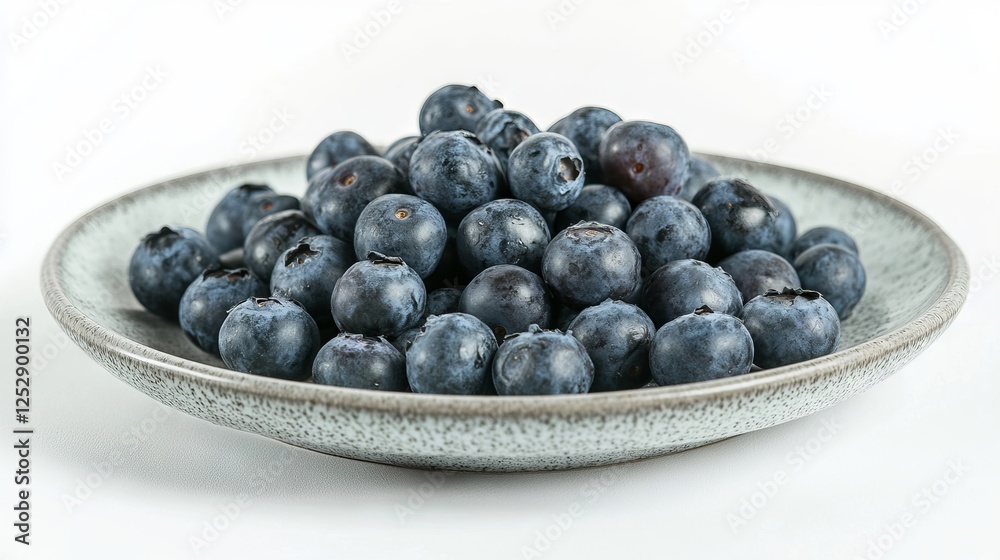 Blueberries on a plate with a white background Blueberries on a plate with a white background