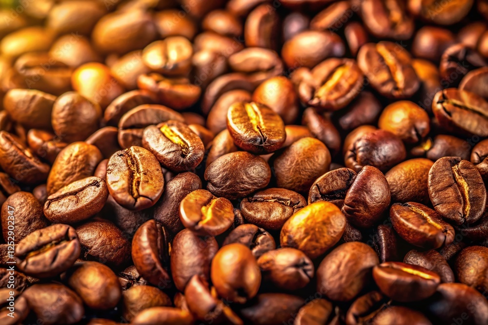 Fototapeta premium Candid Photo: Coffee Beans Scattered Background - Rich Brown Tones