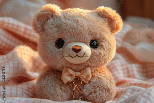 Miniature bear plush keychain a tiny plush keychain in the shape of a bear’s face