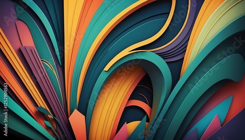 Wallpaper Mural Abstract Colorful Paper Cut Design with Dynamic Flowing Shapes Torontodigital.ca